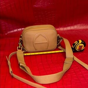Etienne Aigner Tan Crossbody Bag with Geometric Design